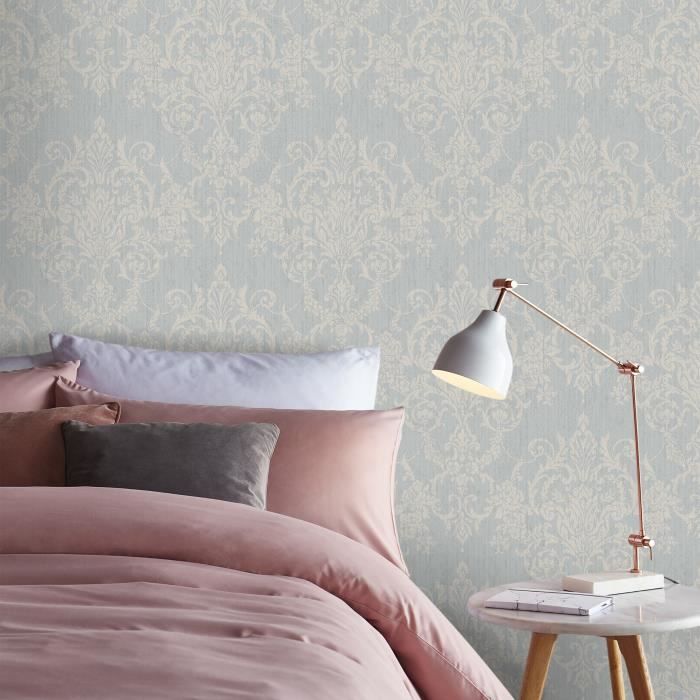 Papier peint intissé Victorian Damask Bleu 10m x 52cm ornements Superfresco Easy