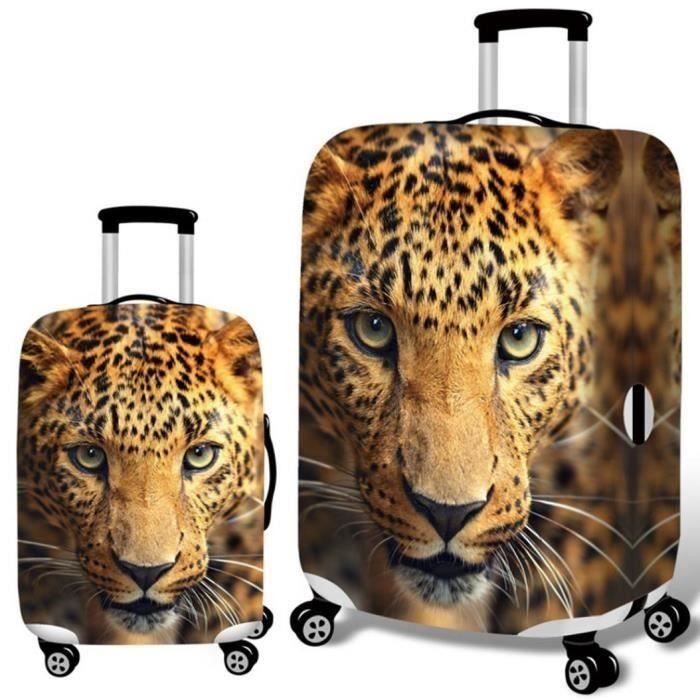 Housse de protection élastique de voyage imprimée léopard pour valise de valise L de 18 à 28 pouces A62677