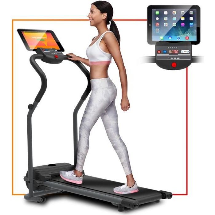 Tapis de Course Électrique Pliable ARTGO mod. PABLO, Léger Compact, Support de Tablette, Roues de Transport, Vitesse 7 km/h