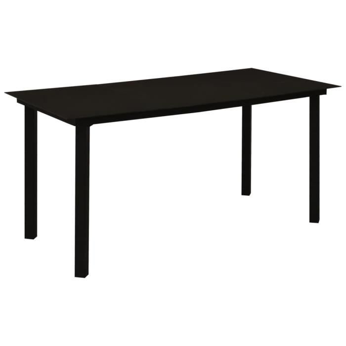 Table de réception - Table de jardin- Meuble de Jardin Tables jardin d'appoint- Noir 150x80x74 cm Acier et verre Super��6006