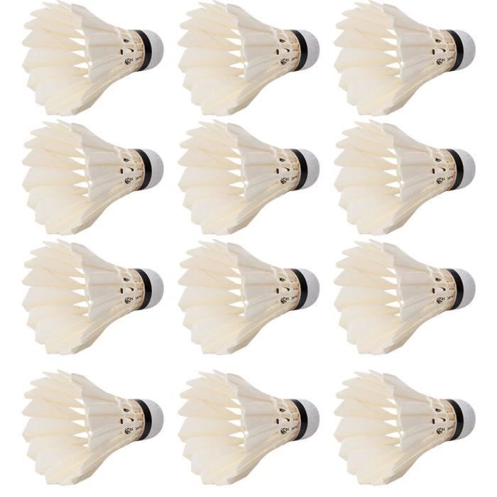 Balle de badminton, 12pcs professionnel boules de badminton en plumes de volants pour la formation de badminton