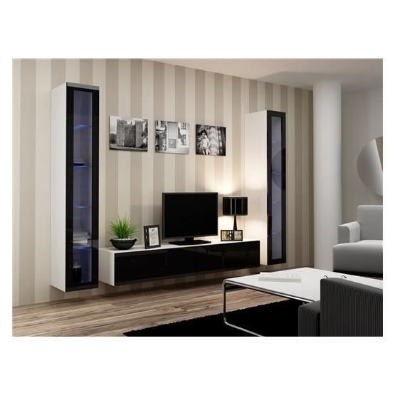 Ensemble Meuble tv design MIRO blanc et noir