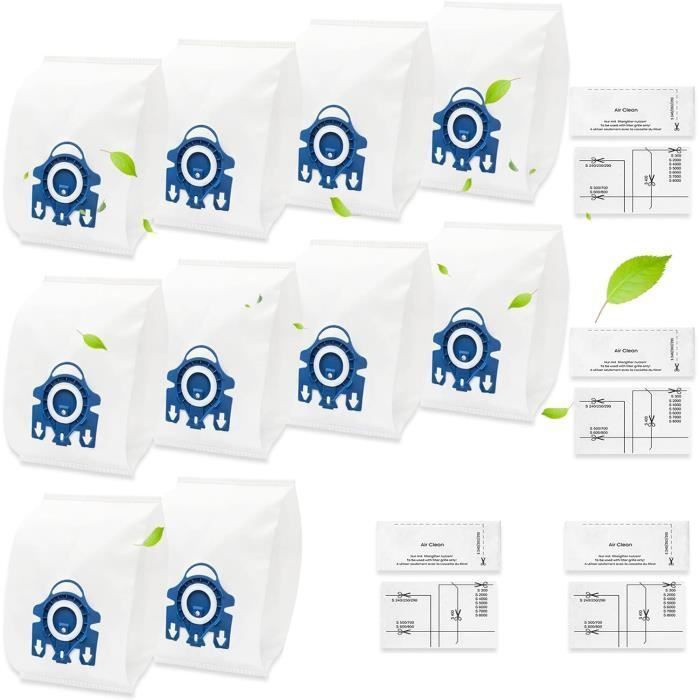 Kit de Sacs Compatibles avec les Aspirateurs Miele : 10 Sacs + 4 Microfiltres (Alternative à FJM HyClean, 10123220)