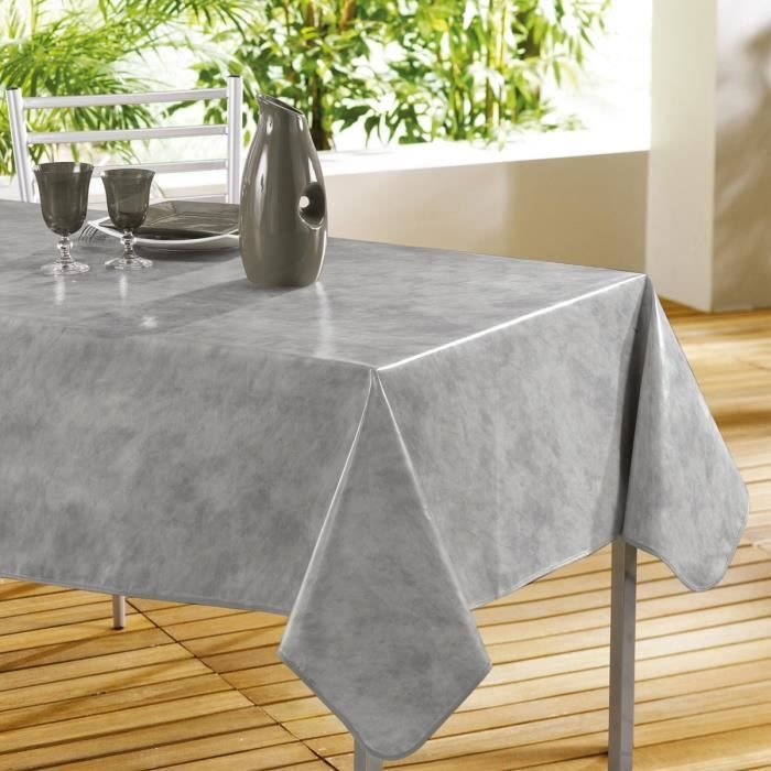 DOUCEUR D'INTERIEUR Nappe toile cirée Décor line Béton cirée 140x240 cm gris