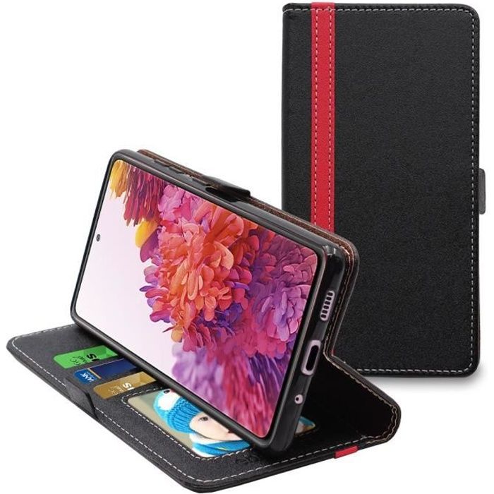 ebestStar ® pour Samsung Galaxy S20 FE, S20 FE 5G - Etui Portefeuille PU Cuir Porte-Cartes, Noir - Rouge