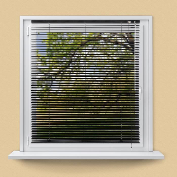 ECD Germany Store Vénitien Aluminium 120 x 220 cm - Noir - Ailettes en aluminium - Protection visible,