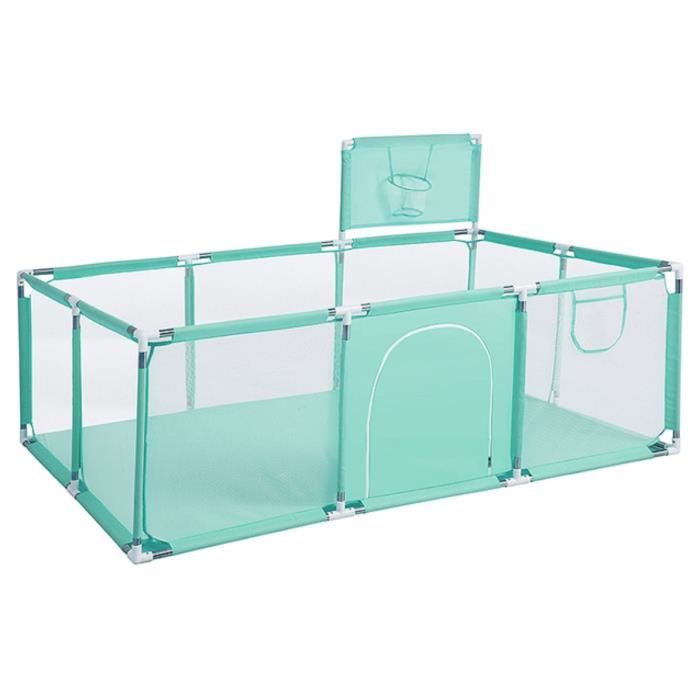 Aire de jeux bébé Vert XL Barrière de Sécurité Portail 124x188x66cm Parc Lit pour enfant à l'intérieur et extérieur - Vert