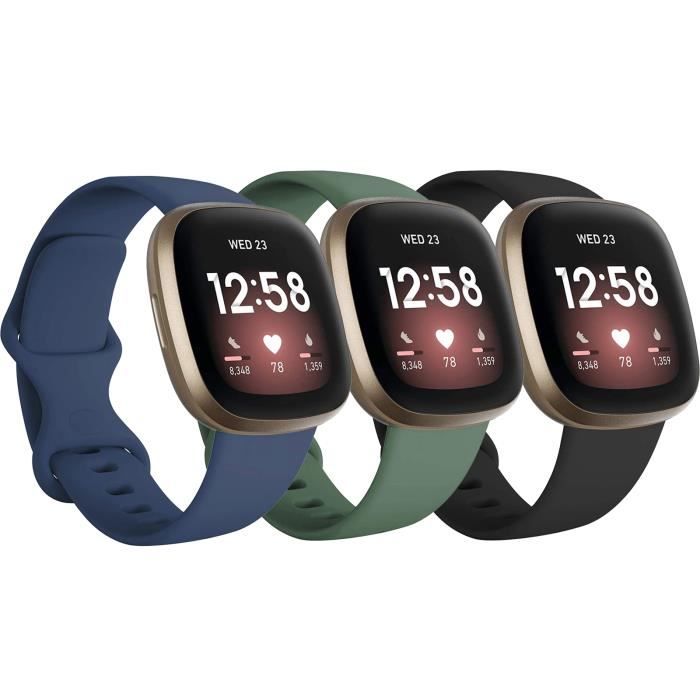 3 Pack Bracelet Compatible avec Fitbit Versa 3 /Fitbit Sense Bracelet, Bracelet Sport de Remplacement Souple