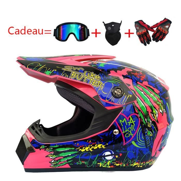 Casque Moto Enfant Casque de Marque Motocross Racing Armure complète Casque mat Motocross Pleine Couverture Casque Hors-Route