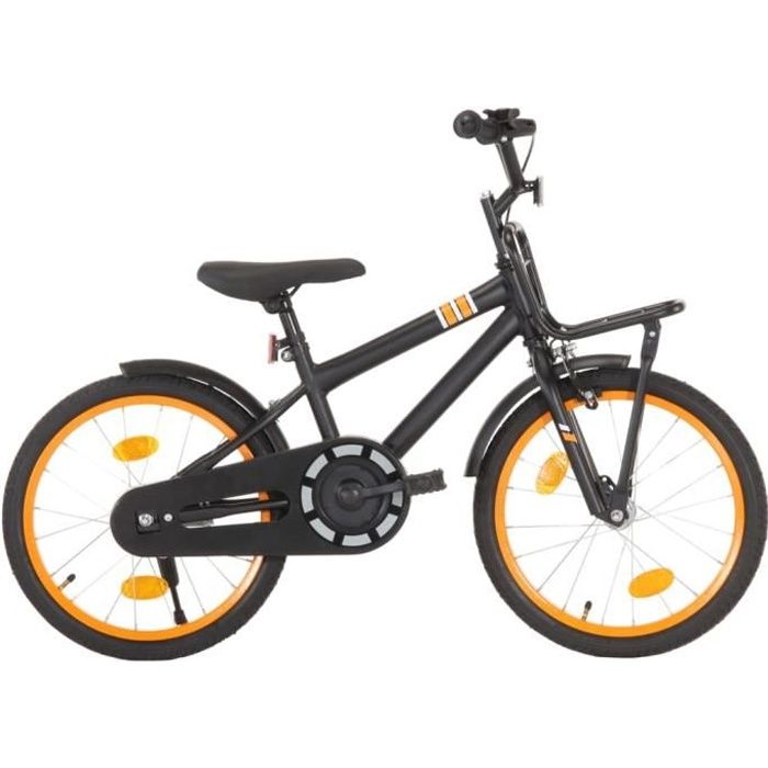 Vélo d'enfant avec porte-bagages avant 18 pouces Noir et orange