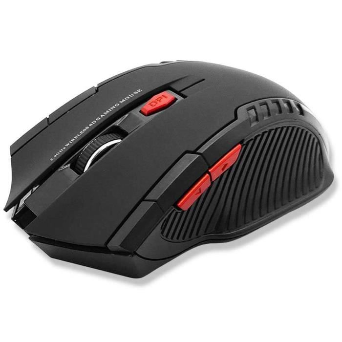 OCIODUAL Souris Gamer Sans Fil Récepteur USB 2.0 GF2427 Noir Wireless Mouse Ergonomique Optique 6 Boutons 1600 DPI pour Windows