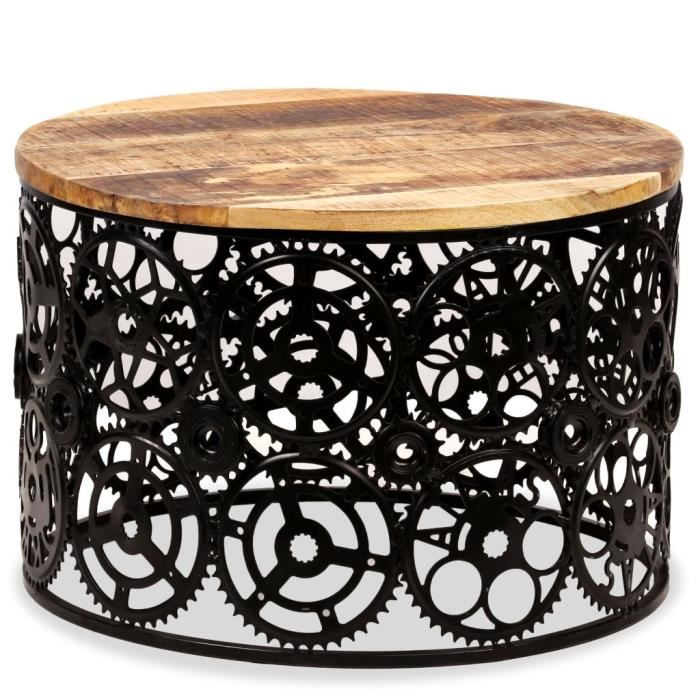 Table basse design scandinave salon contemporain Bois de manguier massif 60 x 40 cm