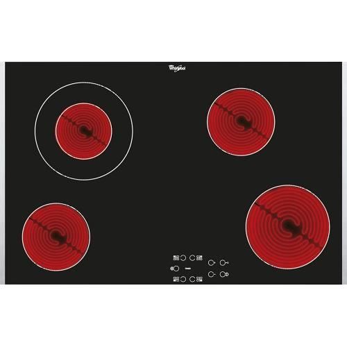 AKT8330LX WHIRLPOOL Table de cuisson vitro 77 cm- 4 HiLight (1 duo zone) - Commandes Easy Touch - Cadre latéral inox