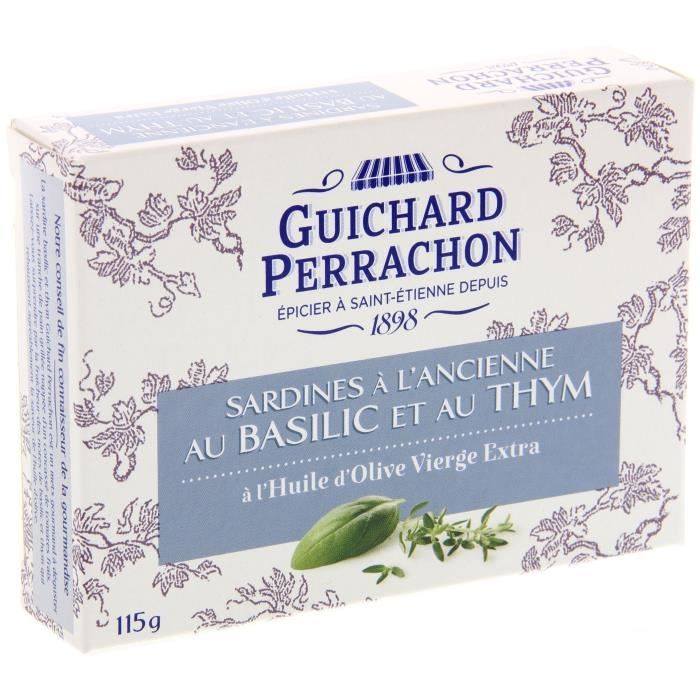 GUICHARD PERRACHON Sardines aromatisées au basilis et thym - 115 g