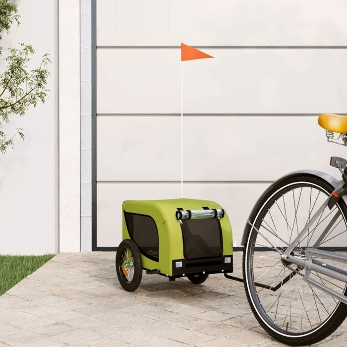 vidaXL Remorque de vélo pour animaux de compagnie vert et noir 93997
