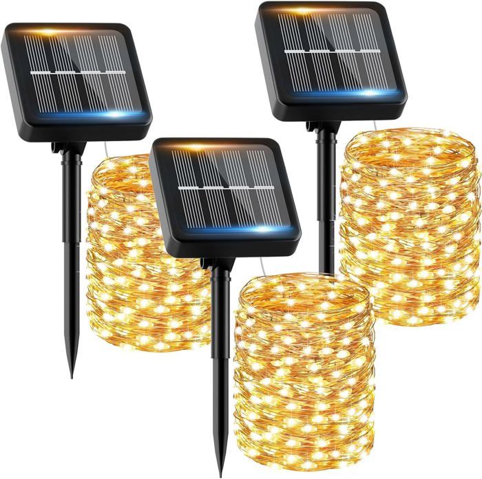 Guirlande Lumineuse Exterieure Solaire 5M 50Leds Boules Guirlande Lumineuse Avec Télécommande, 8