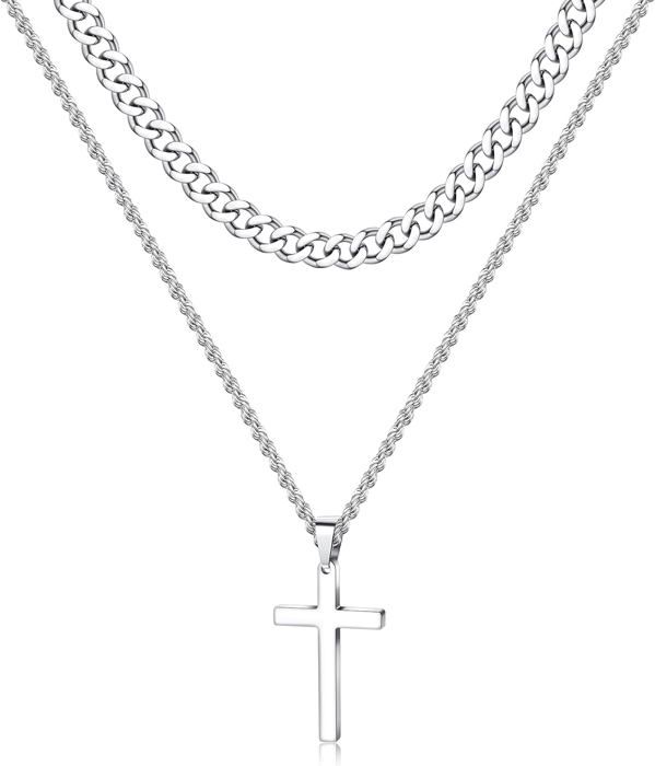 Collar Cruz Invertida 24" - Acero Inoxidable Para Hombre Y Mujer