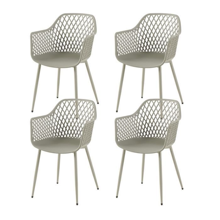 4pcs Chaises chaises pour salle à manger salon terrasse jardin belles et pratiques 52x57x85cm plastique+fer gris