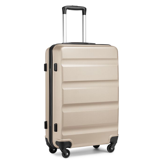 Kono – Lot de 3 valises de voyage rigide et légère avec 4 roues pivotantes et serrure à combinaison à cadran, Noir , 2 Pcs Set