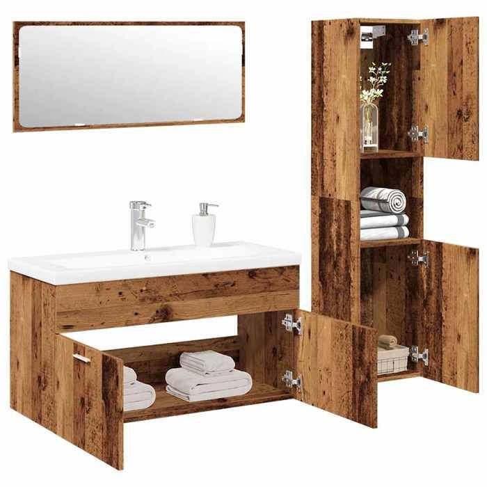 vidaXL Ensemble de meubles salle de bain 4 pcs bois dingénierie armoire de salle de bain placard de salle de bain meuble 3328599