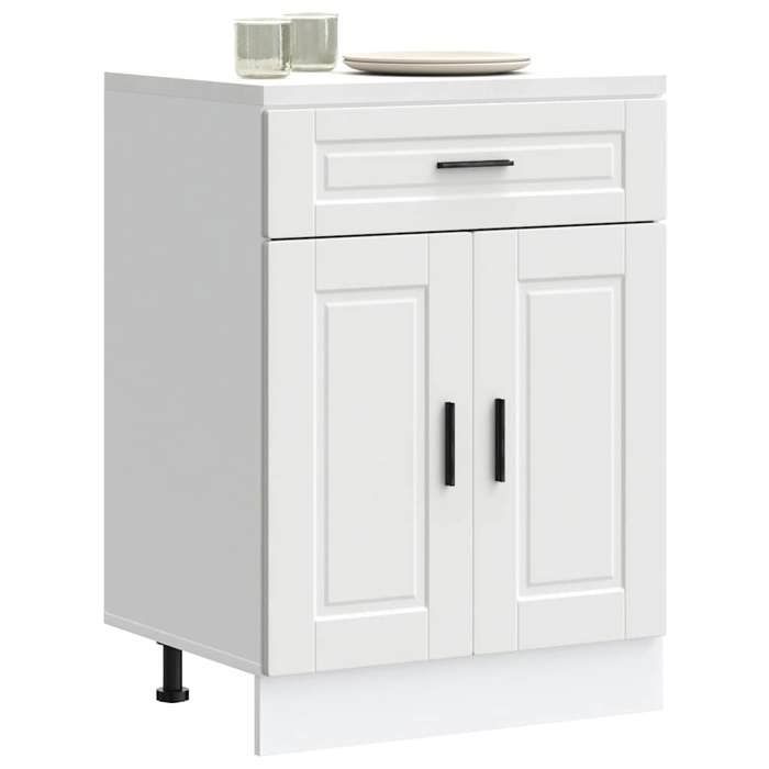 Buffet Scandinave En Pin Massif - Blanc Et Marron 114x43x73,5 Cm - Armoire Rangement Cuisine/Salon