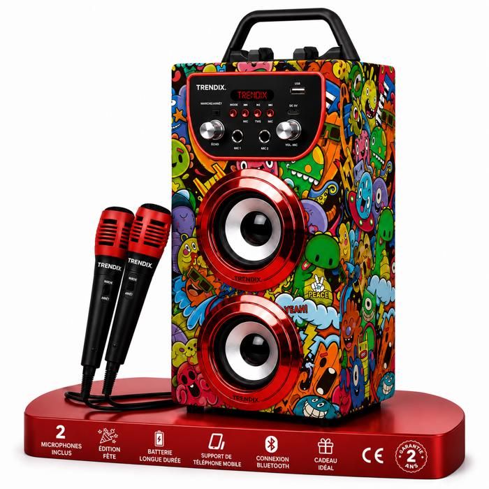 Karaoke Enfant Monster Club Enceinte Karaoke Karaoké Enfant 2 Microphones Enceinte Bluetooth Portable Karaoké avec Micro