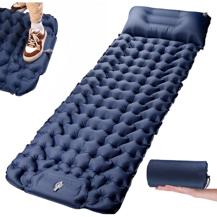 Matelas de camping auto-gonflant - VBSDUHFGUIASFGUYA - RT001 - Gonflage 60s (pompe pied) - 10 cm isolant - Nylon 40D TPU