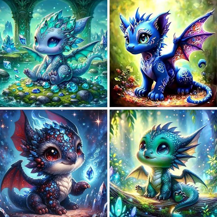 Loisir Créatif Enfants 4 Kits Diamond Painting Enfant Rongxze - 15x15cm, Animaux, 5D Strass - DIY Loisir Créatif, Décoration Murale Tableau Animaux Décoratif