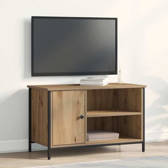 HSF®Meuble TV/Hi-Fi - Meuble de rangement TV chêne artisanal 80x40x50cm - bois dingénierie kbq55270