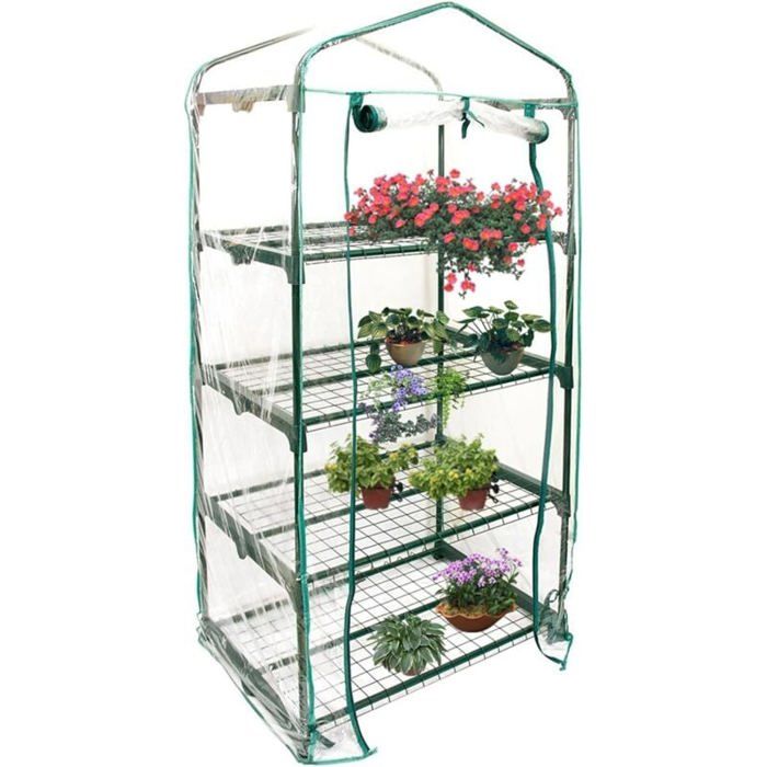 Serre jardin - 1 pièce porte enroulable couverture PVC transparente aluminium - Convient pour tomates légumes balco Étiquette