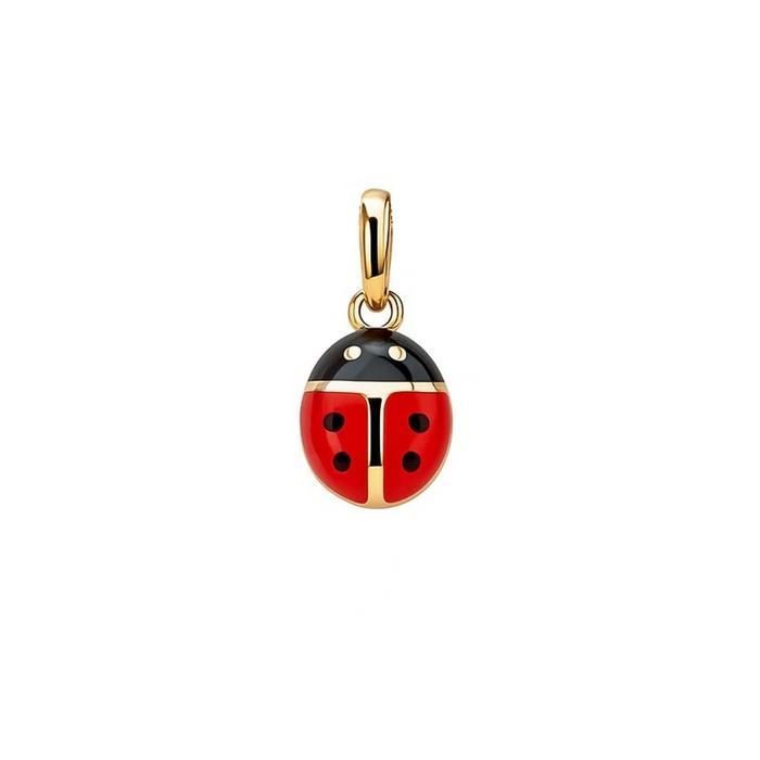 Pendentif coccinelle en plaqué or véritable laqué rouge