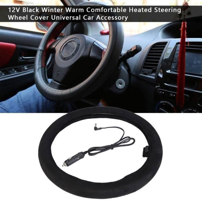 Housse De Volant Chauffante 12V - Chauffage Rapide 1 Minute - Taille 14.5 à 15.5 Pouces - Anti-dérapant Pour Voiture Camion SUV