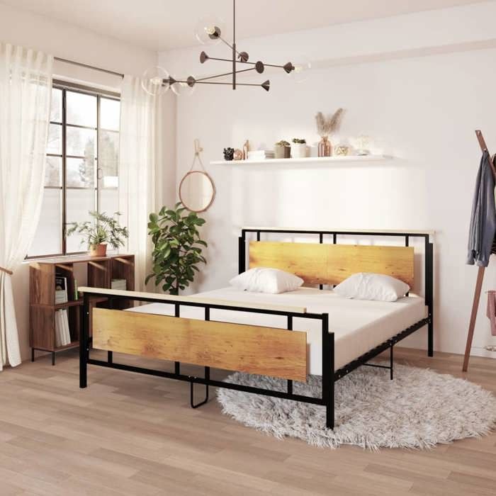Haute qualité - Grand lit(2 personnes) Cadre de lit sans matelas métal 180x200 cm - pour chambre - 9_9267652