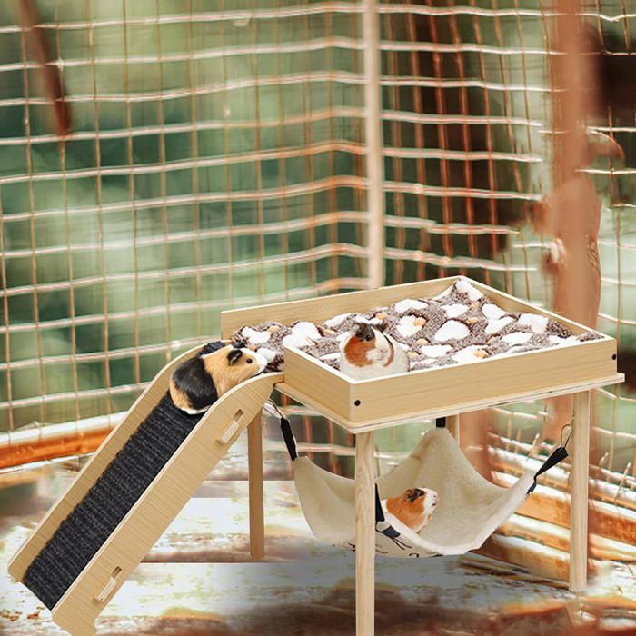 Hamac spécialement conçu pour les cobayes et les hamsters avec une structure en bois - convient également aux souris aux