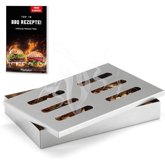 Boîte à fumage inox - SWAPY - Acier inoxydable robuste - Dimensions 20x13 5x3 2 cm - Compatible gaz charbon électrique
