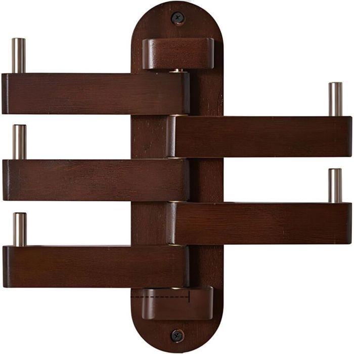 Porte-manteau mural pivotant - Virex® - Chêne naturel - 5 bras pliables - Pivotant 0 à 180° - Robuste et solide