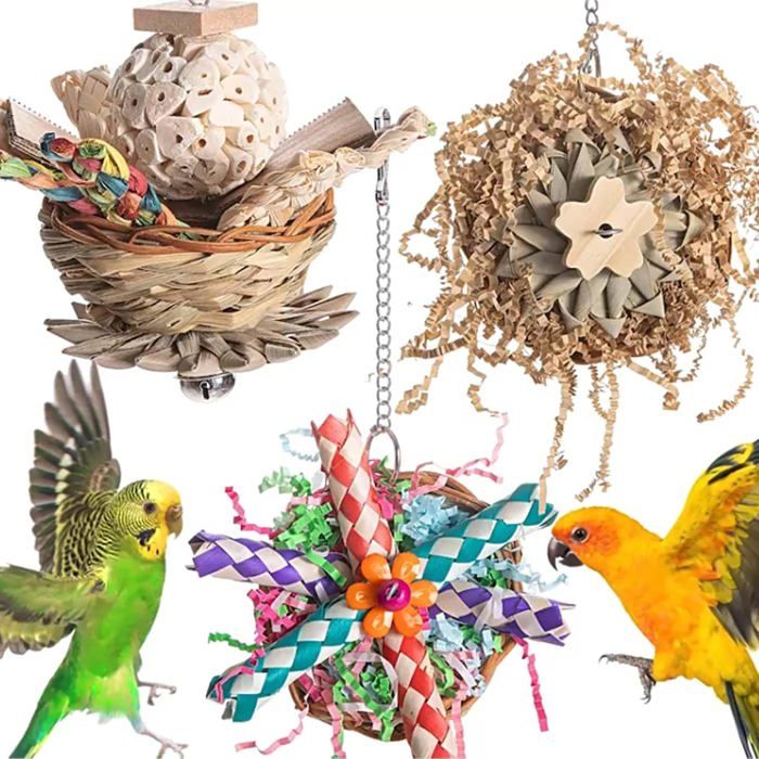 Lot de 3 jouets pour oiseaux perroquets perruches perruches oiseaux conures inséparables