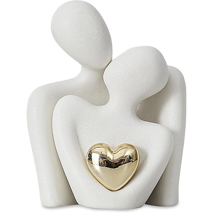 Statue de Couple Romantique Blanc Statue de Couple Romantique en Porcelaine pour Mariage pour Décoration étagère S