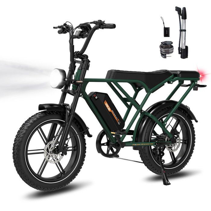 RCB G19 Vélo Électrique Fat Bike 20 1365W Peak 48V 225Ah 130 km 75Nm Capteur de Couple APP NFC Vert