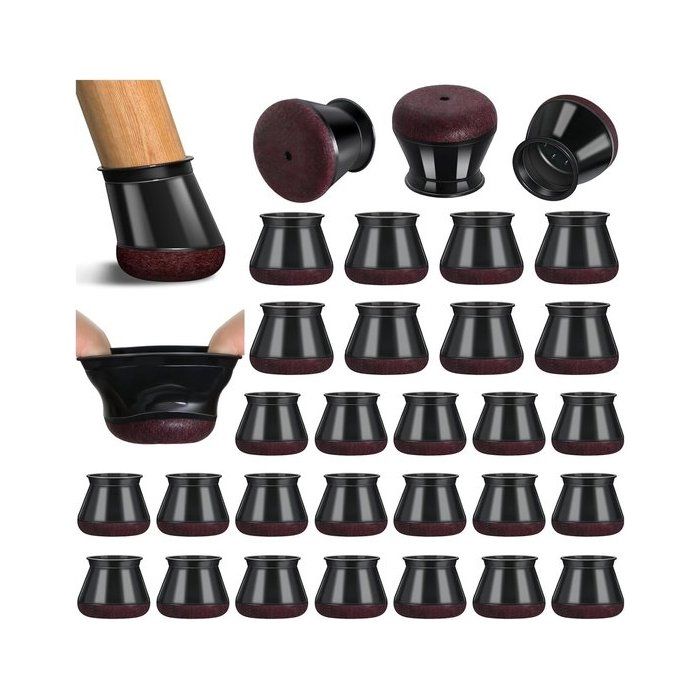 Protège-pieds de chaise élastiques - Lot de 32 - Coussinets en feutre pour pieds de chaise - Protecteurs de pieds de chaise