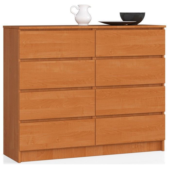 Commode AKORD K120 Aulne 120 cm 8 tiroirs façade Aulne 120x40x99 cm