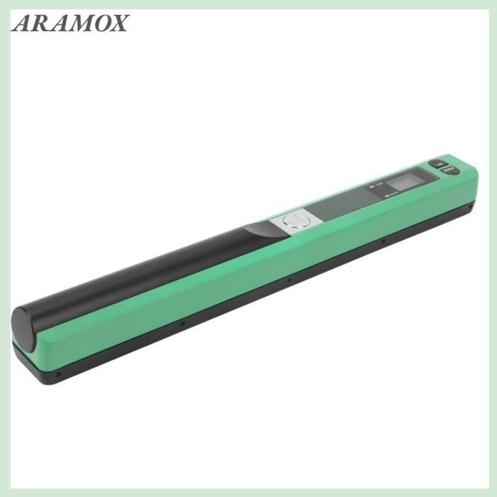 Scanner portable ARAMOX – A4 – 900 DPI – USB 2.0 – Numérisation hors ligne – Couleur verte