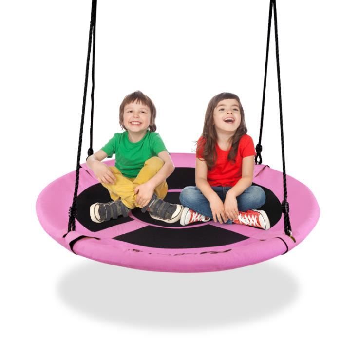 SPRINGOS Balançoire nid de cigogne enfants longueur de corde réglable charge maximale 15 kg nid doiseau balançoire bleu/noir 80 cm balançoire de jardin balançoire disque balançoire 