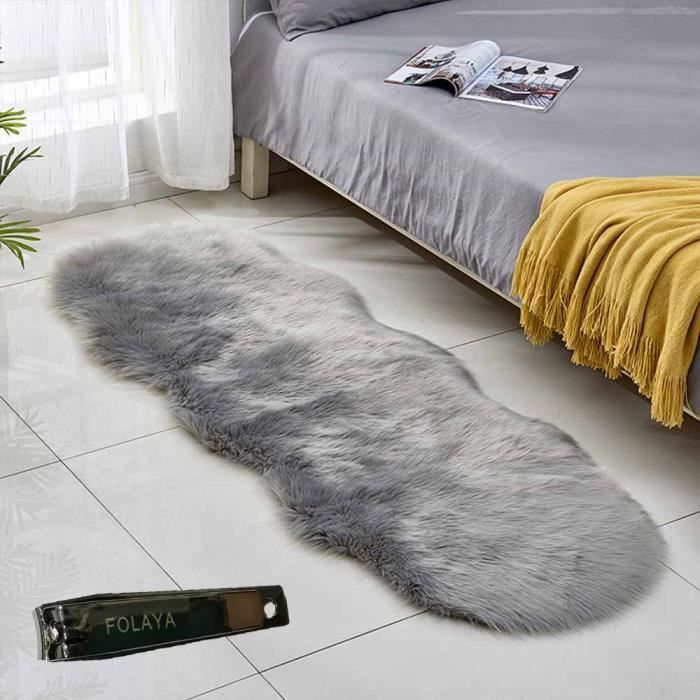 Fausse Fourrure Tapis en Peau De Mouton Grand Blanc Doux Et Soyeux Cheveux 5-6cm Lavable Si/ège De Carpettes Antid/érapants pour Fauteuil Lit Canap/é Plancher,120/×180cm