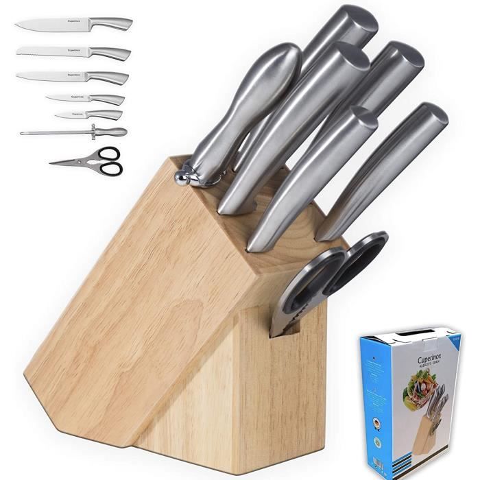 blocs couteaux, set de couteaux de cuisine, bloc couteaux cuisine  professionnel, 7 pièces, bloc couteaux inox, set couteaux