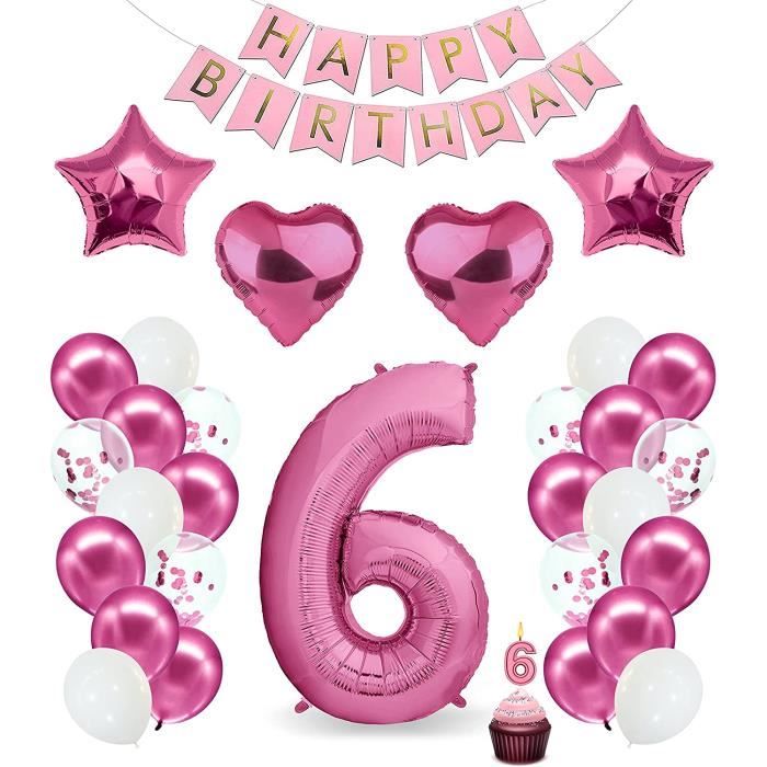 Décoration d'anniversaire 6 ans rose I 6e anniversaire fille I Décoration  de fête Ballons roses 6e anniversaire I Happy Birthd[371] - Cdiscount Maison