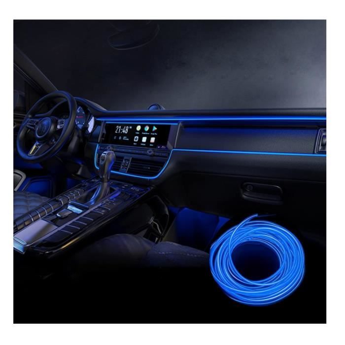 LED Voiture Interieur, USB EL Wire Auto Eclairage Intérieur LED de Voiture,Interstices du Ableau Bord (Bleu) Bleu 3 mètres de long