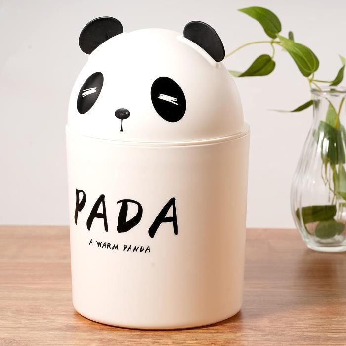 Poubelle Panda Mignonne Avec Couvercle - Mini Corbeille Compacte Pour Chambre Enfant Bureau PP