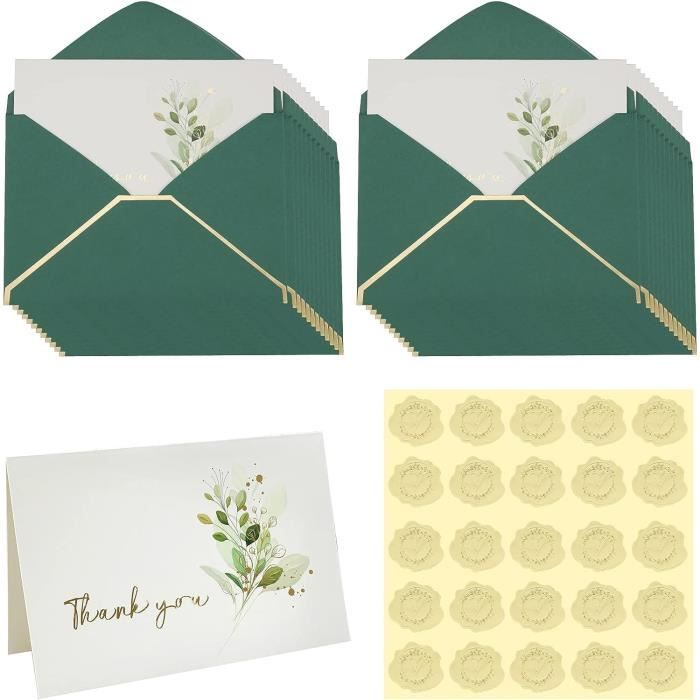 1 Carte De Remerciement Avec Enveloppes, Tournesol Avec