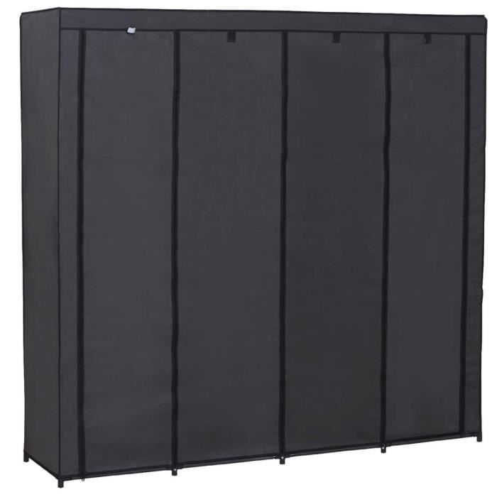Armoire Garde-Robe Pliable En Tissu Intissé 71x45x166.5cm - Avec Rideau Anti-Poussière